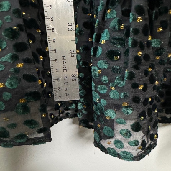 Alex Marie Emerald Green Victorian Feminine High Neck Holiday Dress| Size 12 - Picture 9 of 13